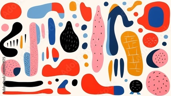 Fototapeta Abstract seamless pattern with hand drawn shapes. Scandinavian style. Vector illustration.