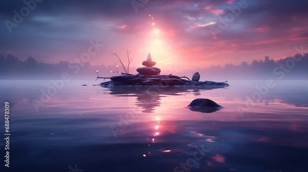 Obraz sunset on the lake