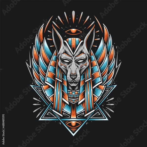 Obraz jackal anubis vector logo illustration