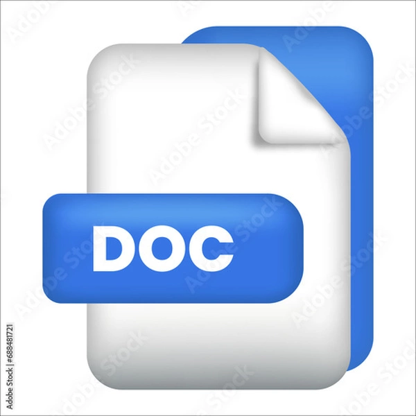 Fototapeta DOC file format icon. A creative design icon of bmp file format. DOC File Extension Modern 3D Design