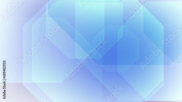 Fototapeta Blue geometric octagon pattern on white contemporary and modern technology background with bright abstract composition, stylish and creative arrangement of smooth futuristic octagonal shapes