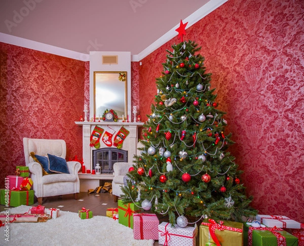 Obraz Christmas tree with gifts