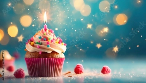 Fototapeta Celebrative Themed Cupcake background with Space for copy