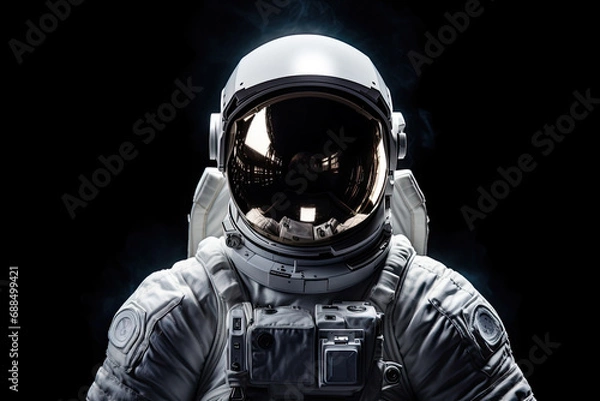 Obraz a white astronaut on a black background