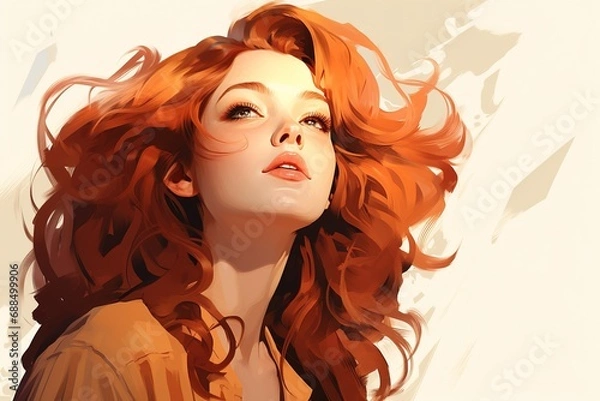 Fototapeta Illustration of a red-headed woman