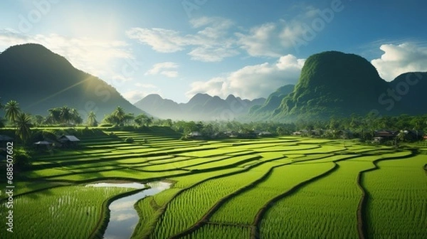 Obraz Natural landscapes with rice fields.