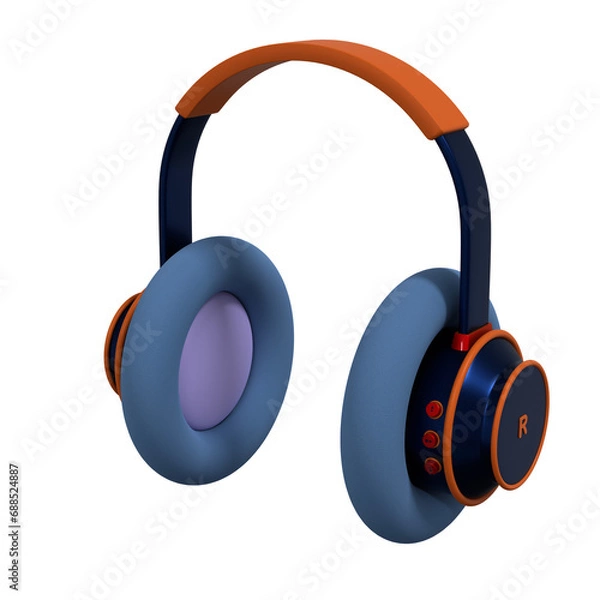 Obraz 3d headphone  minimal style for game , poster design  , podcast, streamers concept.3d rendering illustration