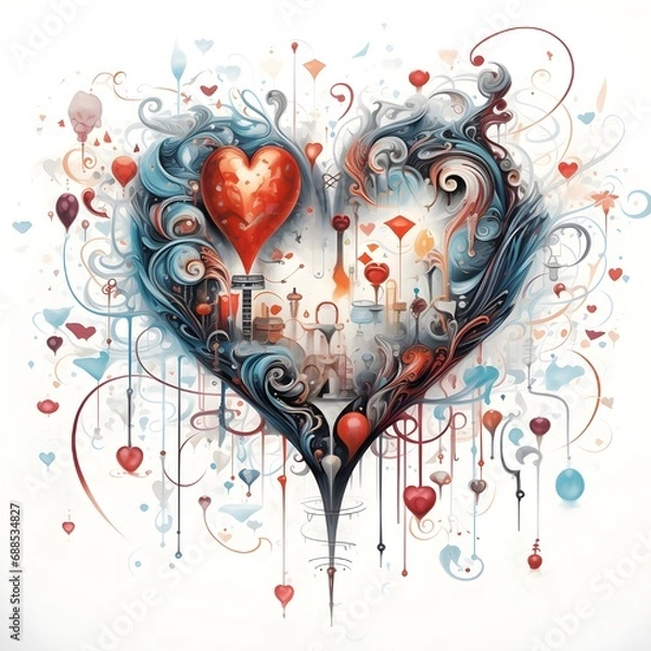 Obraz a whimsical heart-shape inspired by playful elements