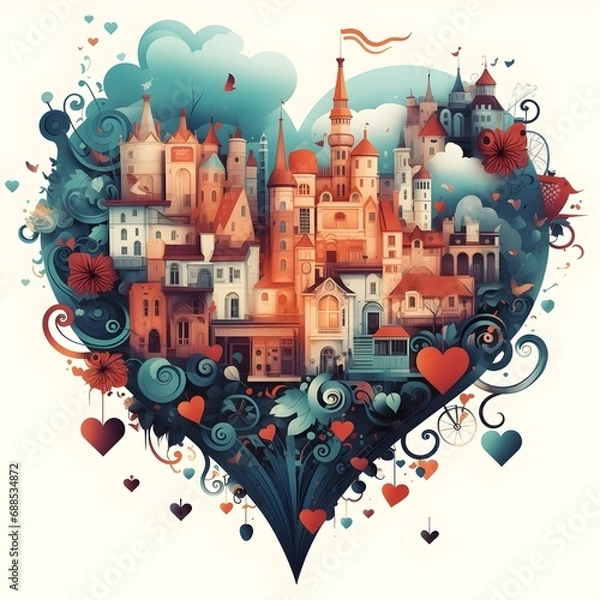 Obraz a whimsical heart-shaped design with playful elements