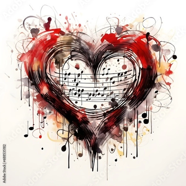 Obraz a heart-shaped design inspired by musical notes