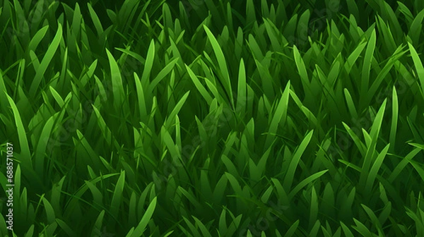 Obraz green poly cartoon grass texture background - Seamless tile. Endless and repeat print.