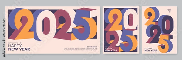 Fototapeta 2025 new year with number on art wall concept. Happy new year 2025 greeting concept