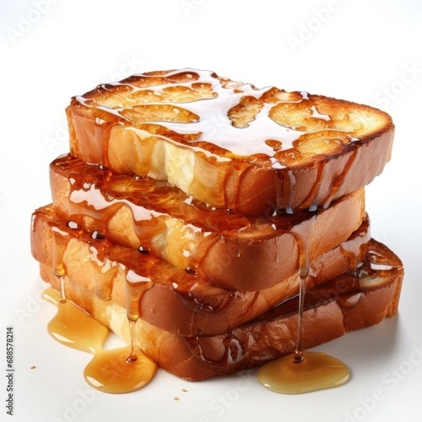 Obraz Honey toast Isolated on white background