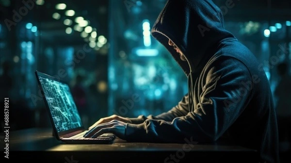 Obraz Hooded computer hacker