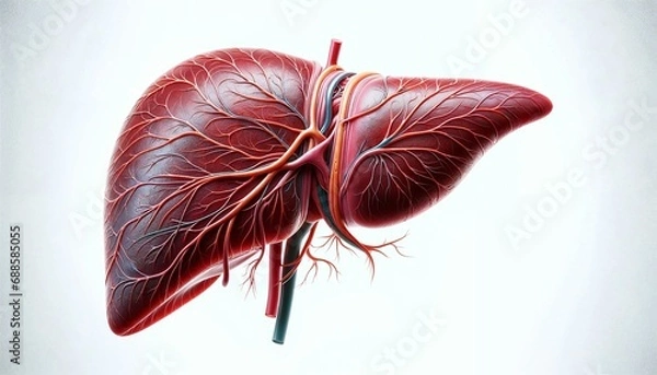 Obraz AI-generated illustration of a human liver isolated on a white background