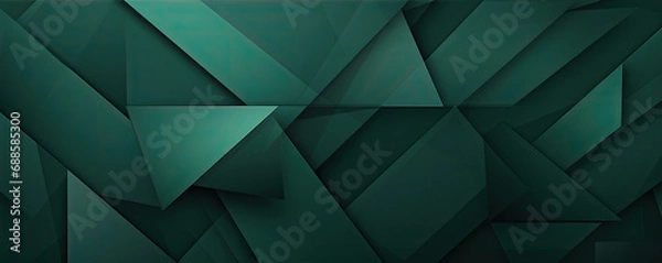 Obraz Dark green abstract in wide banner shape. polygon elegant or frame background.  copy space for text.