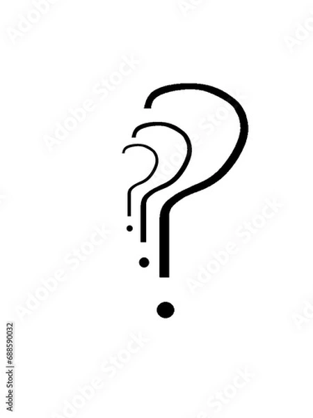 Obraz Three Black Question Mark Icons, Transparent background