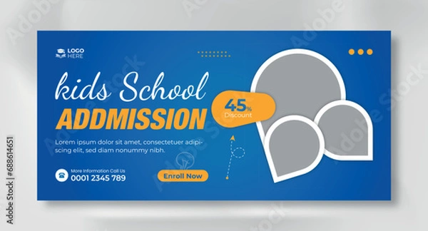 Fototapeta School education admission web banner social media post & back to school template and web banner