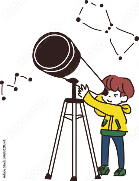 Obraz 天体望遠鏡をのぞく子供