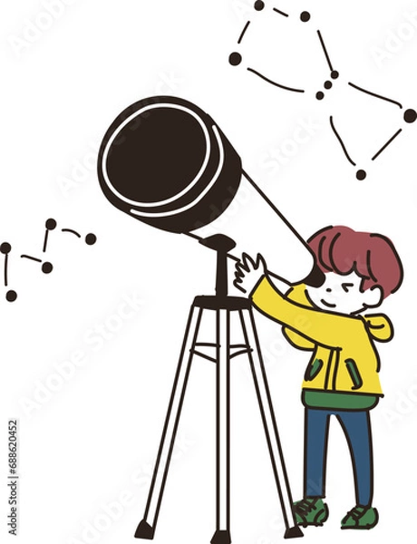 Obraz 天体望遠鏡をのぞく子供