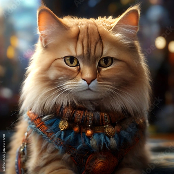 Obraz cute fluffy cat creature illustration