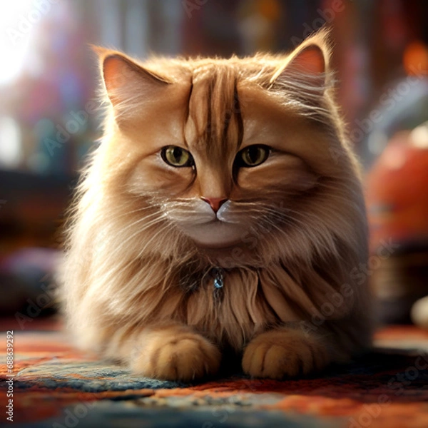 Obraz cute fluffy cat creature illustration