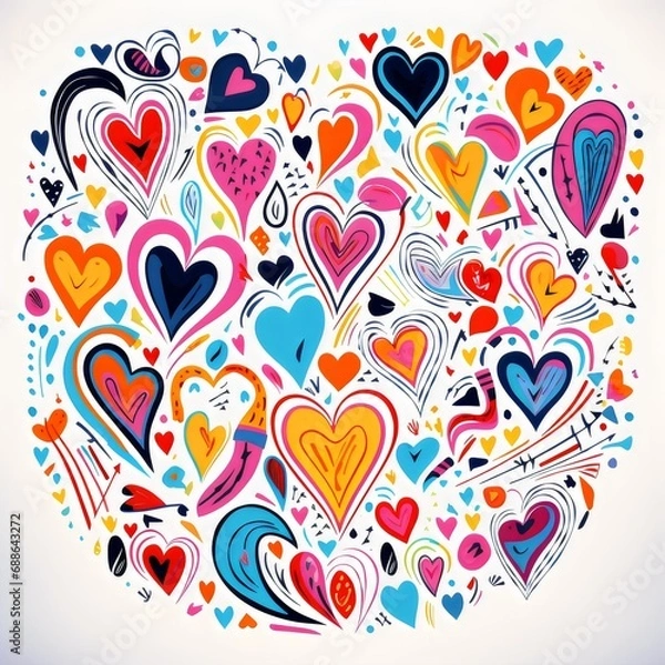 Obraz Doodle pattern of heart shape