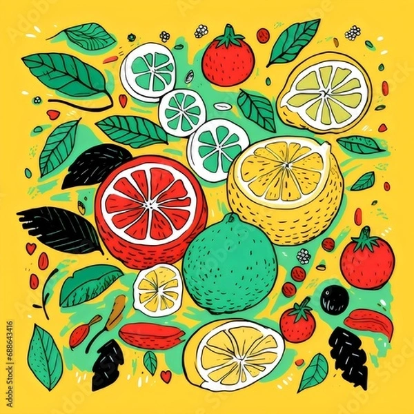 Obraz Lemon design in yellow background