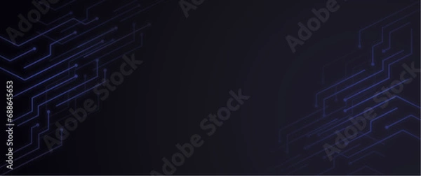 Obraz cross edge isometric electronic circuit line path with copy space, futuristic vector illustration for tech, background, graphic