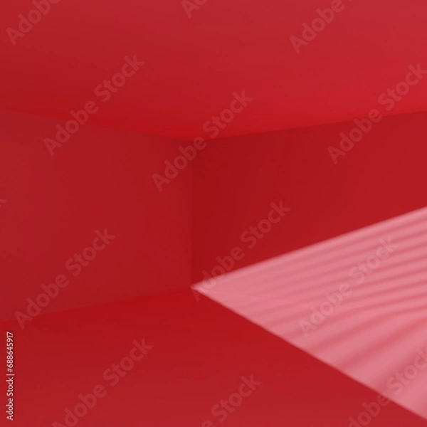 Fototapeta red empty room with window shadow, 3D rendering