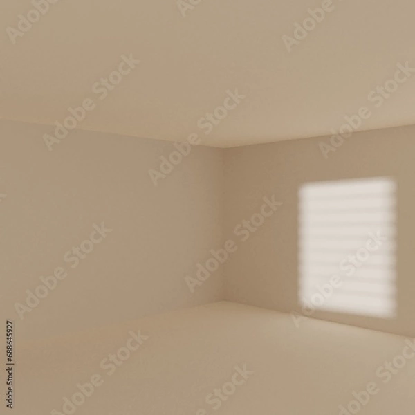 Fototapeta brown empty room with window shadow, 3D rendering