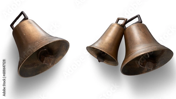 Obraz Antique bronze bells. Transparent background. Resource in png.