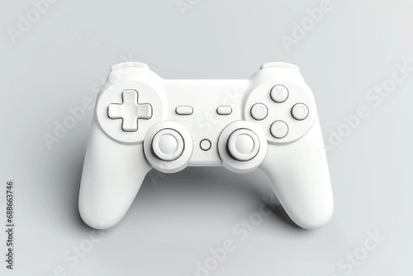 Obraz White game controller mockup on white background in 3d art style, generative ai
