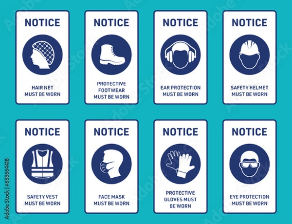 Fototapeta Vector health and safety sign label collection
