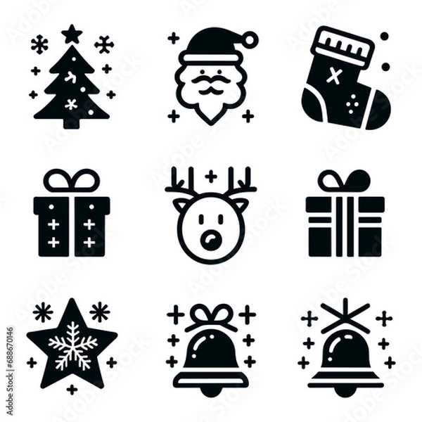 Fototapeta Christmas icons set. Vector illustrations