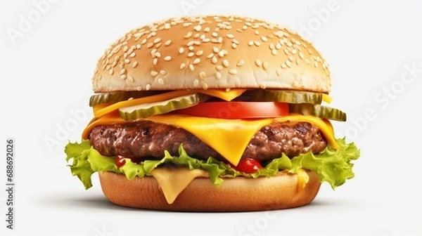 Obraz hamburger on white background