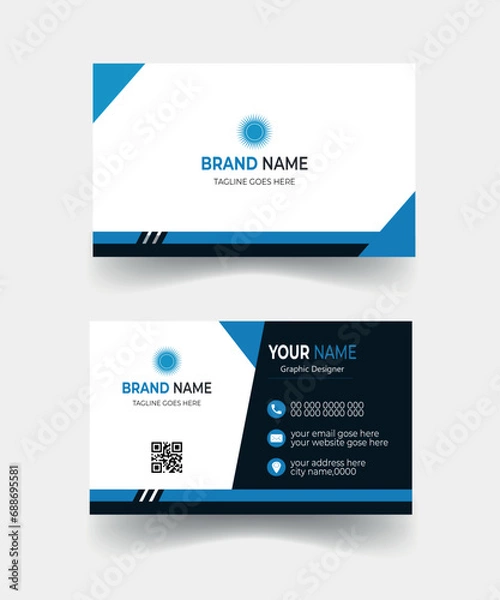 Obraz Clean and modern business card template. Modern business card template red black colors. Flat design vector abstract creative - Vector
