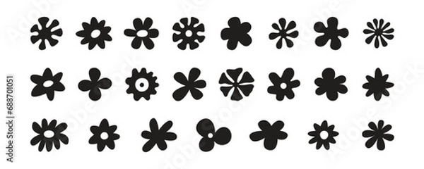 Fototapeta Vector illustration in simple Matisse naive and hippie groovy style, flowers and plants, floral botanic hand drawn design templates, frames and modern art prints, posters and placards..