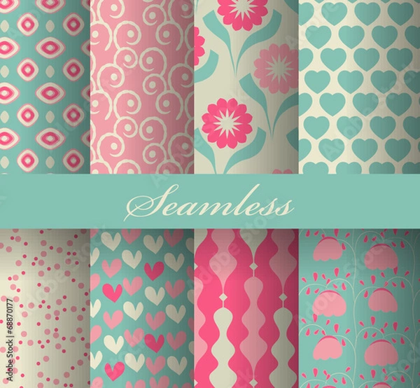 Fototapeta Set of seamless