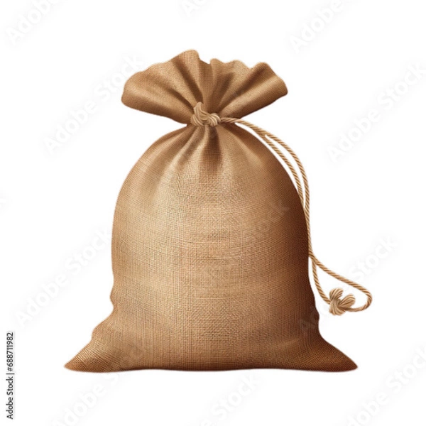 Fototapeta Burlap sack isolated on transparent white background.