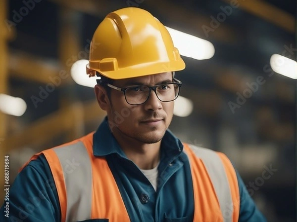 Fototapeta Portrait of worker working in shipbuilding

