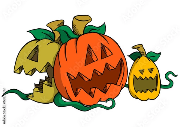 Fototapeta Three Pumpkins Laughing