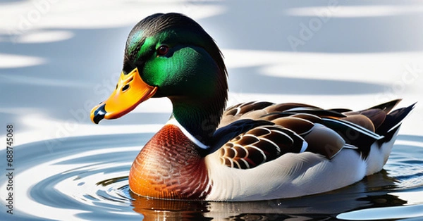 Obraz beautiful duck swimming