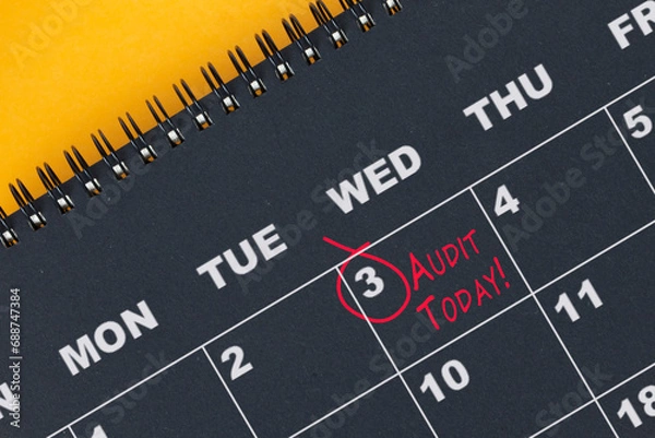 Fototapeta Red circle mark on the calendar at 3 for reminder of Audit Today.