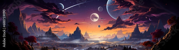 Obraz "Image of outer space, illustration, planets, and stars."