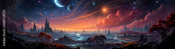 Obraz "Image of outer space, illustration, planets, and stars."