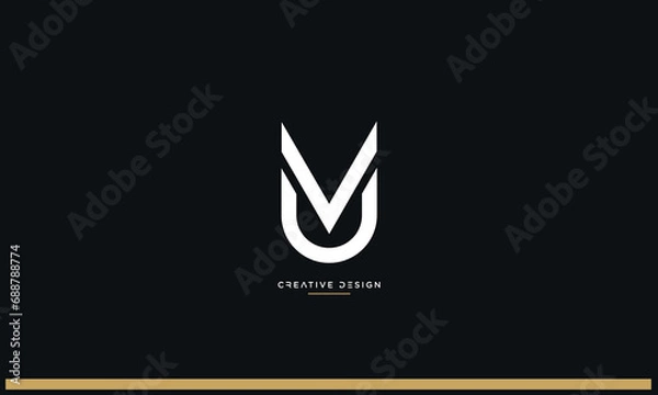 Obraz UV or VU Alphabet letters logo monogram