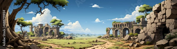 Obraz "Image of architectural ruins, landscape of structural ruins, ancient world."