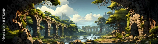 Obraz "Image of architectural ruins, landscape of structural ruins, ancient world."