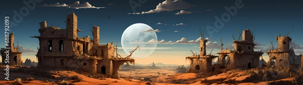 Obraz "Image of architectural ruins, landscape of structural ruins, ancient world."